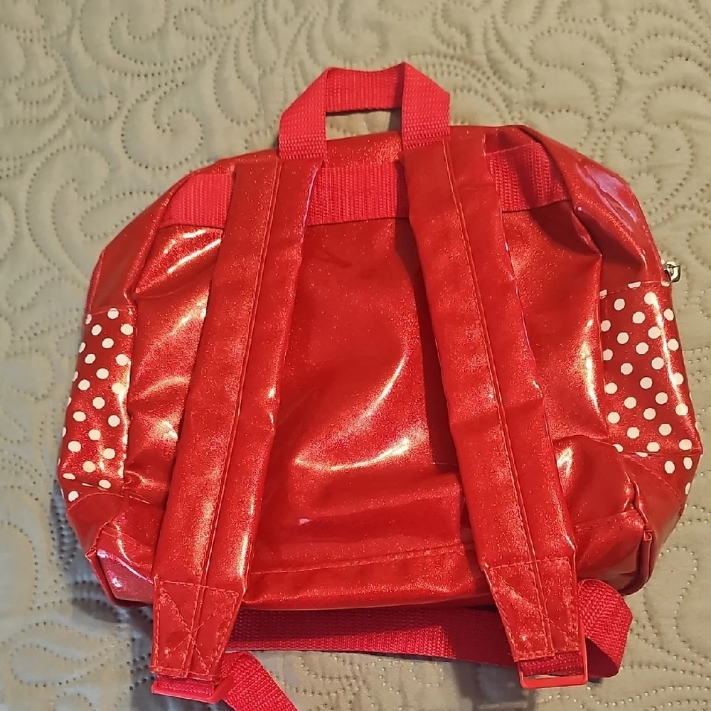 Disney Parks Minnie Mouse Mini Backpack w/ Glossy Red Metallic Finish